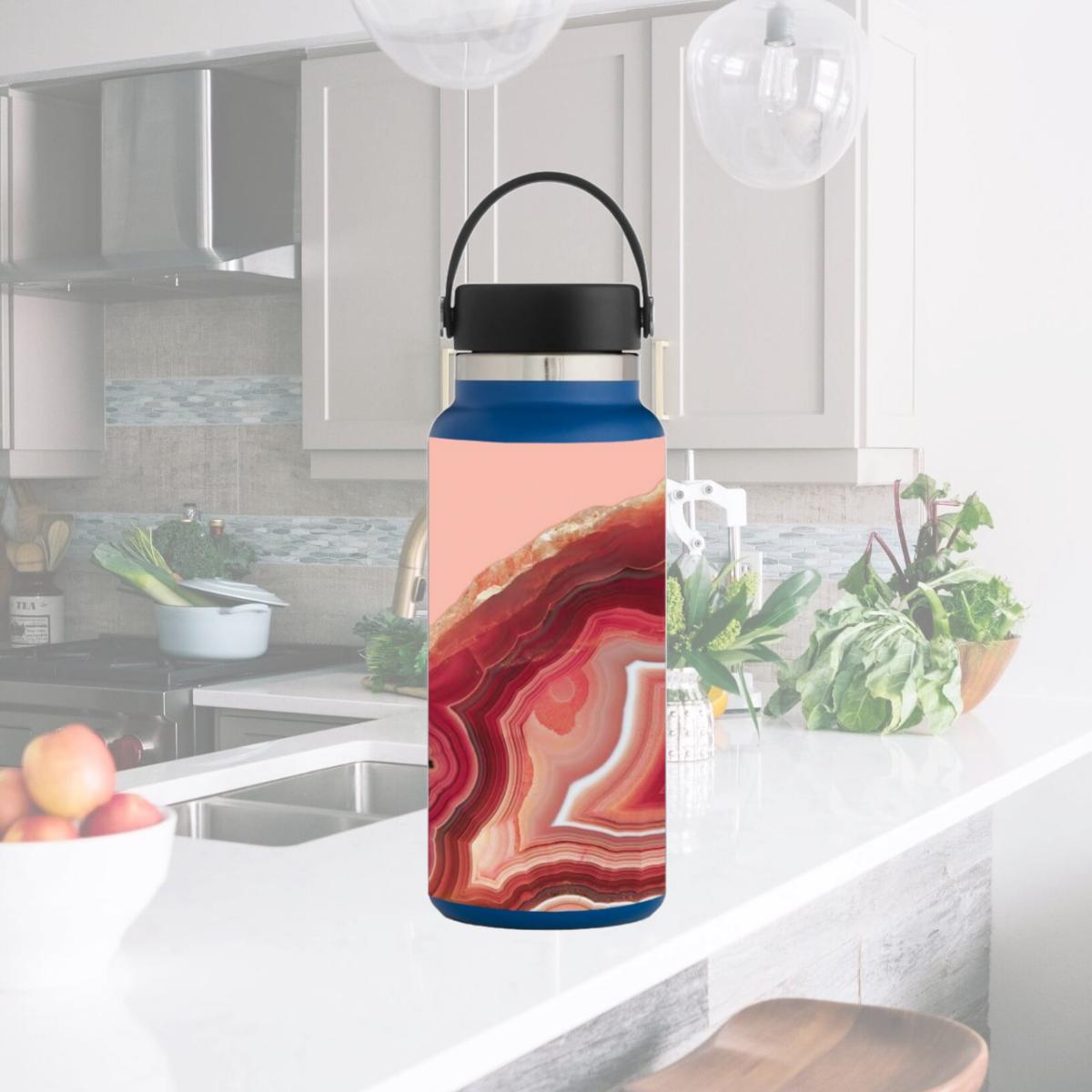 Picture of MightySkins HFWI32-Rosy Agate Skin for Hydro Flask 32 oz Wide Mouth - Rosy Agate