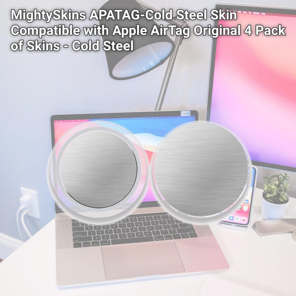 Picture of MightySkins APATAG-Cold Steel Skin Compatible with Apple AirTag Original 4 Pack of Skins - Cold Steel