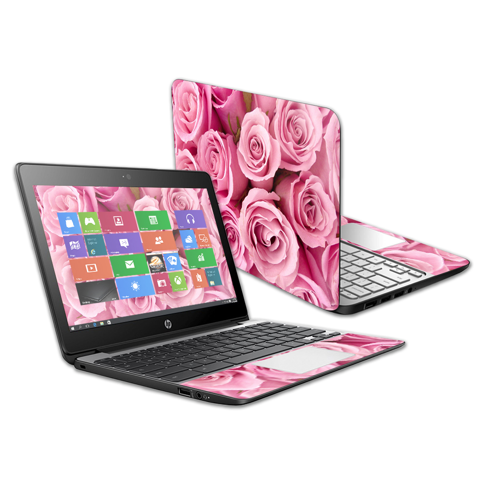 HPCHG511-Pink Roses 11.6 in. Skin Decal Wrap for HP Chromebook 11 G5 - Pink Roses