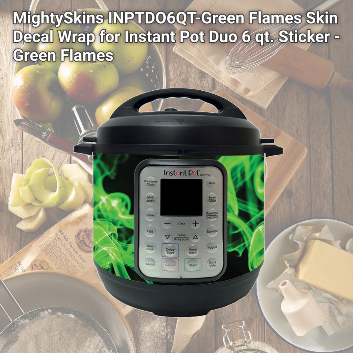 Picture of MightySkins INPTDO6QT-Green Flames Skin Decal Wrap for Instant Pot Duo 6 qt. Sticker - Green Flames