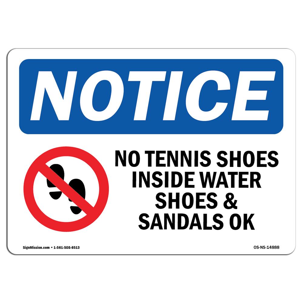 UPC 754130456779 product image for 12 x 18 in. OSHA Notice Sign - No Tennis Shoes Inside Water | upcitemdb.com