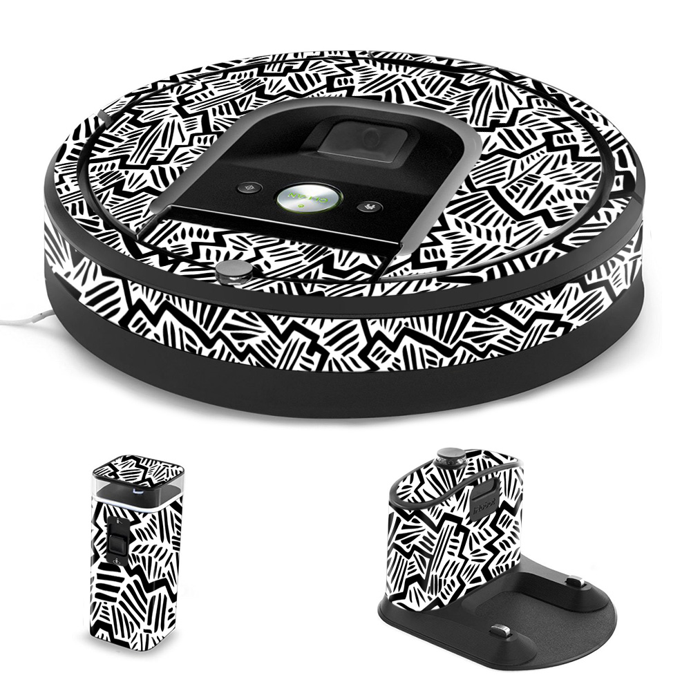Irro960-abstract Black Skin For Irobot Roomba 960 Robot Vacuum, Abstract Black