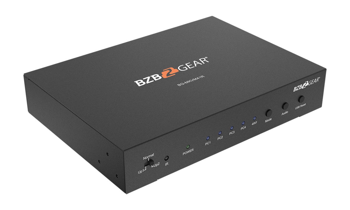 Picture of BZB Gear BG-MKVM41R 4X1 HDMI Multiviewer with KVM USB2.0 Ports with Support up to 4 Computers, Black