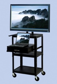 Fpc4226e Adjustable Cart For Up To 32 In. Flat Panel Tv W Pull Out Shelf