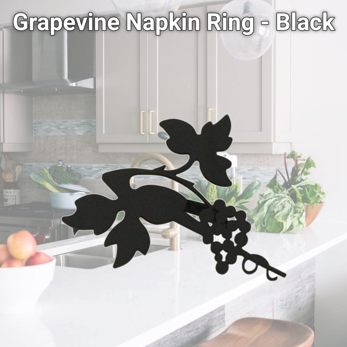 Picture of Village Wrought Iron NR-157 Grapevine Napkin Ring - Black