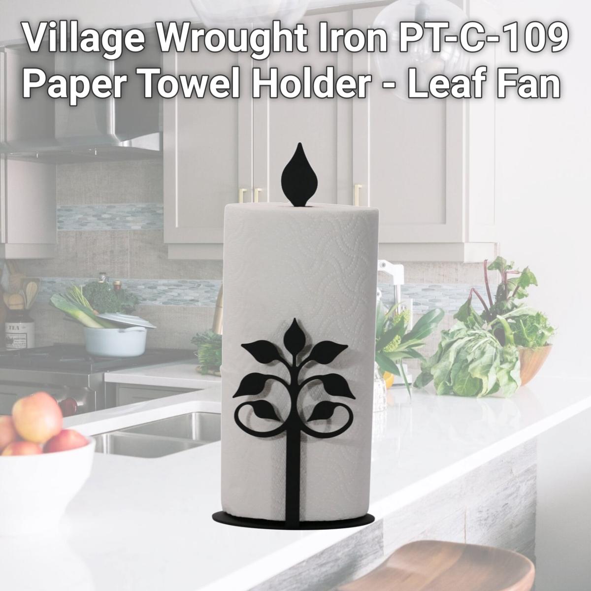 Picture of Village Wrought Iron PT-C-109 Paper Towel Holder - Leaf Fan