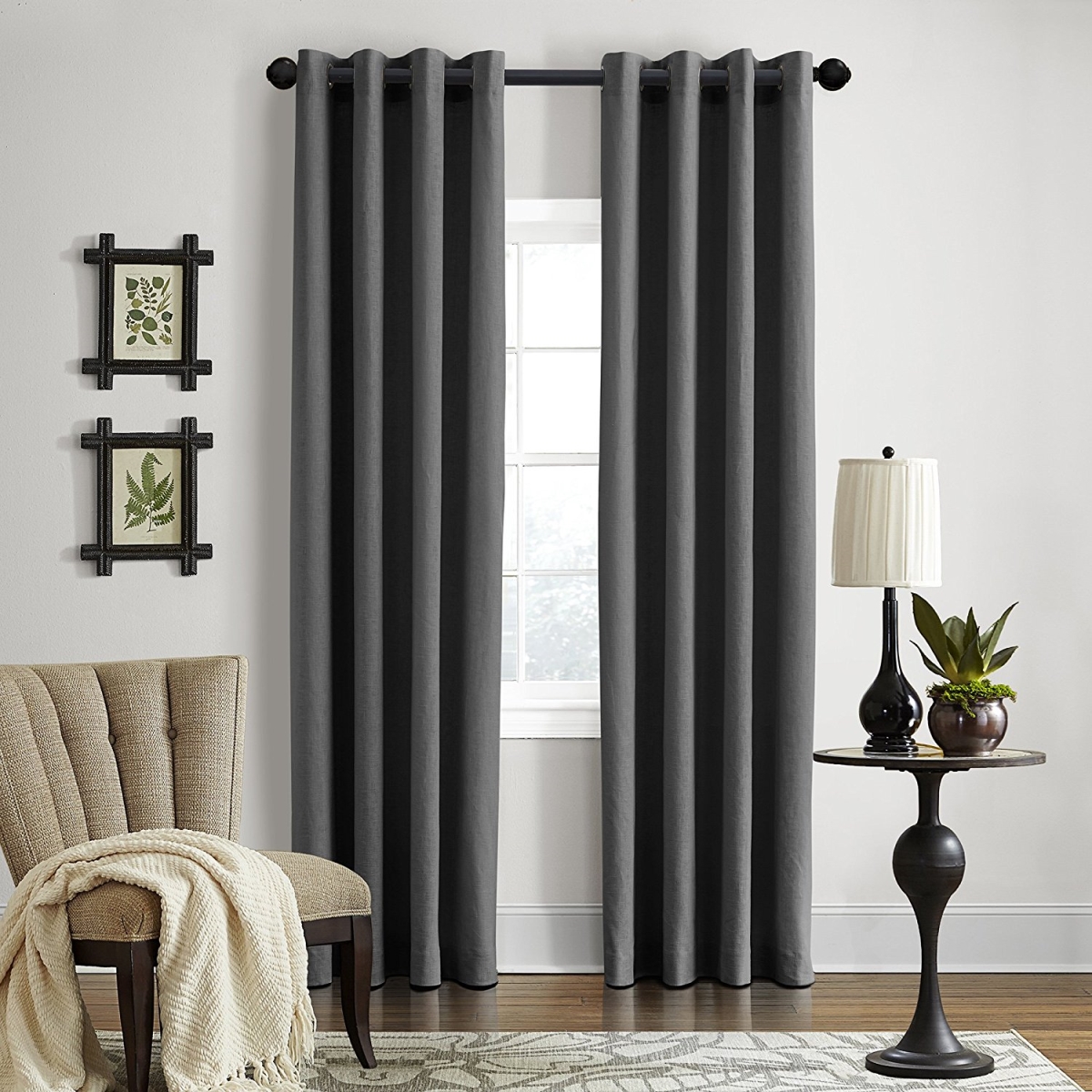 736425642654 Gotham Collection Bedroom Grommet Fastener Style Curtain - Dark Grey, 50 X 96 In.