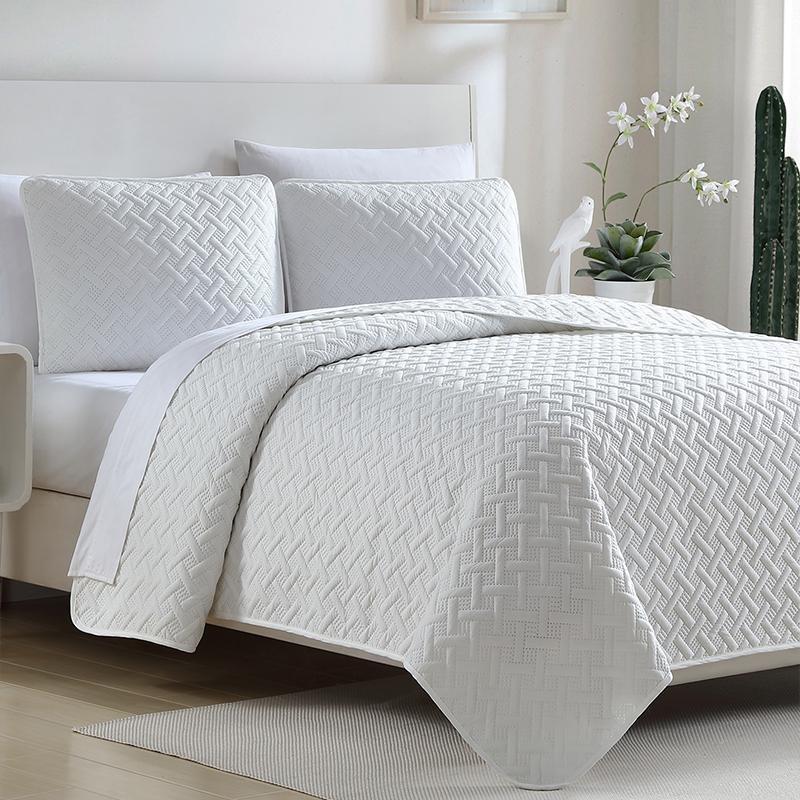 18621701qms-wht Ardmore Solid Lattice Mini Quilt Set, White - Twin Size, 2 Piece