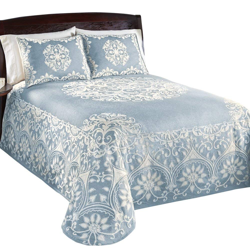 20741802bsp-blu Opulence Jacquard Bedspread, Blue - Full Size