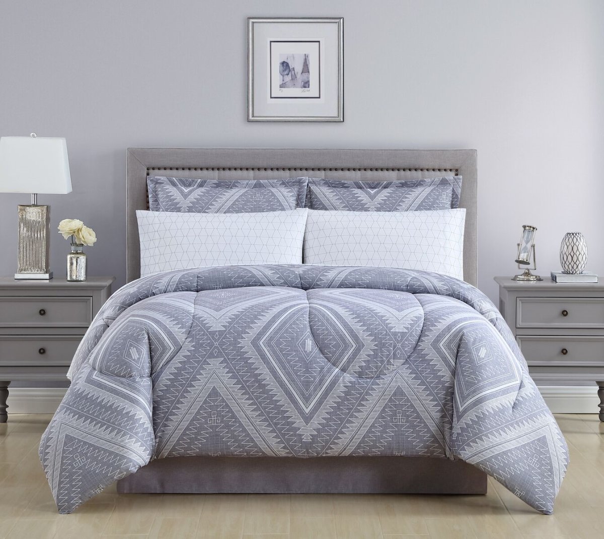 19331803bb-mul Aileen Bed In A Bag Comforter Set, Grey - Queen Size, 8 Piece