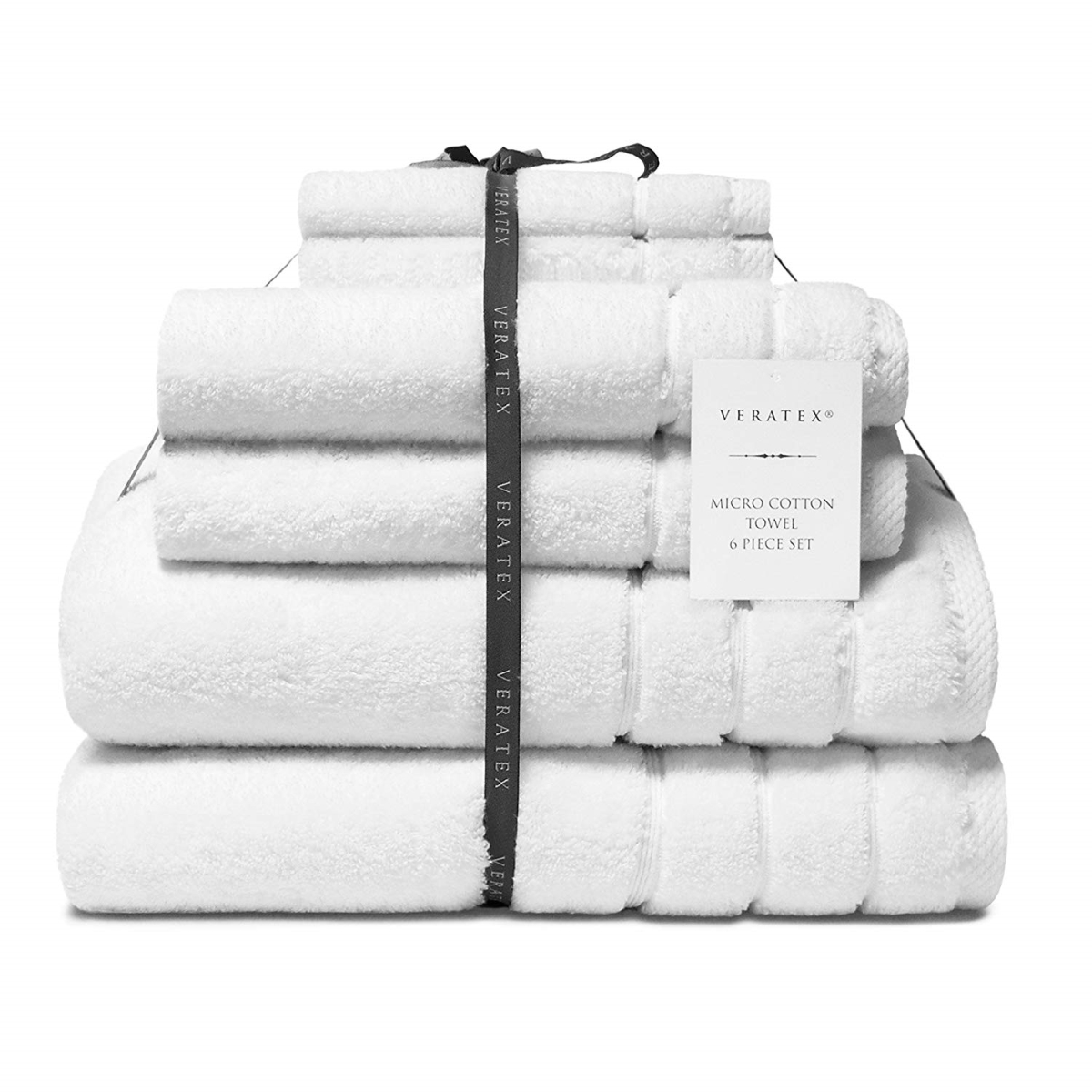 210318towset-wht Turkish Micro Cotton Terry Bath Towel, White - 6 Piece