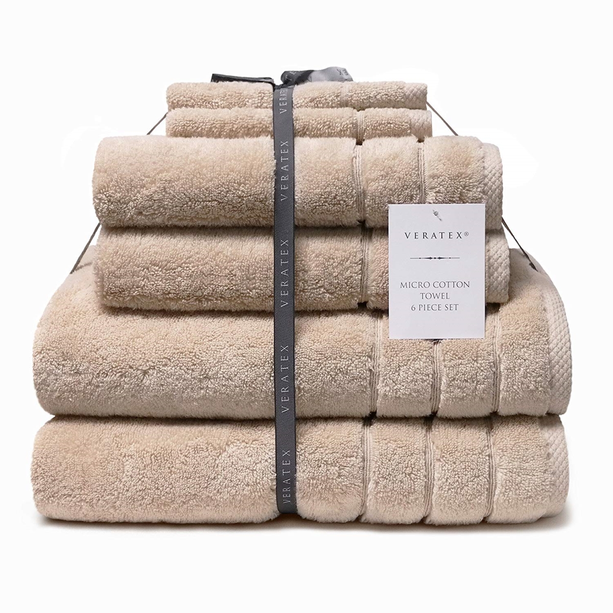 210318towset-lin Turkish Micro Cotton Terry Bath Towel, Off-white, 6 Piece