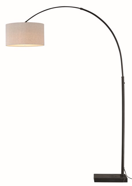 L0004 Luna Instalux Led Arc Lamp, Oil Rubbed Bronze With Brown Linen Shade