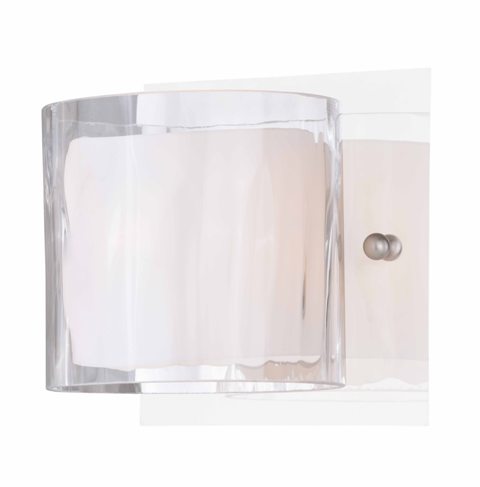 W0243 40w Vilo 1l Vanity Light Satin Stainless Steel, Outer Clear Inner Frosted