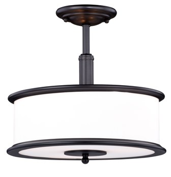 3 Light Carlisle Noble Bronze With Frosted Opal Glass Semi-flush Mount