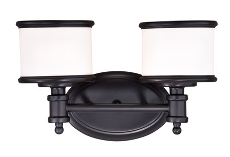 W0254 2 Light Carlisle Noble Bronze With Frosted Opal Glass Vanity