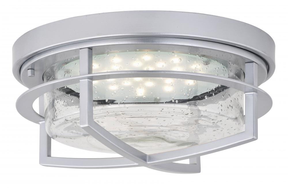 T0421 13 In. Logan Outdoor Led Flush Mount, Painted Satin Nickel