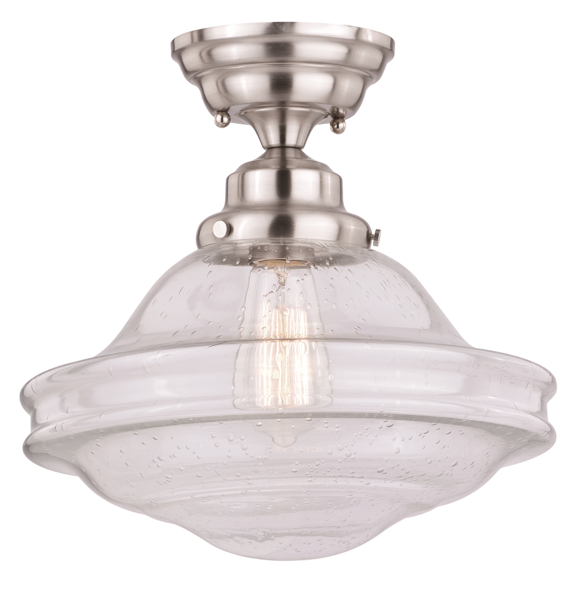 C0197 12 In. Huntley Semi-flush Mount In Satin Nickel With Clear Seeded Glass