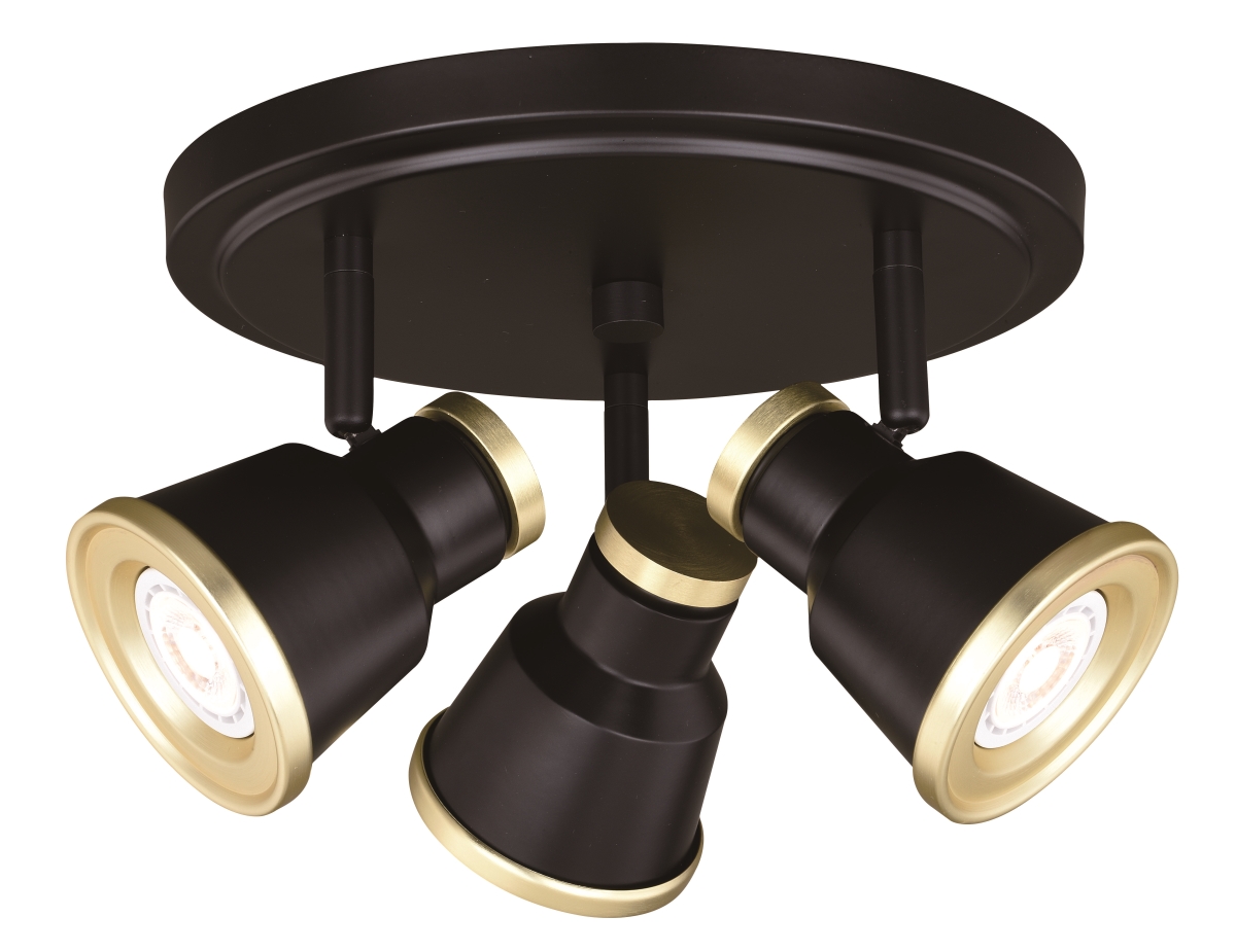 C0207 Fairhaven 3 Light Directional Light In Textured Black With Natural Brass
