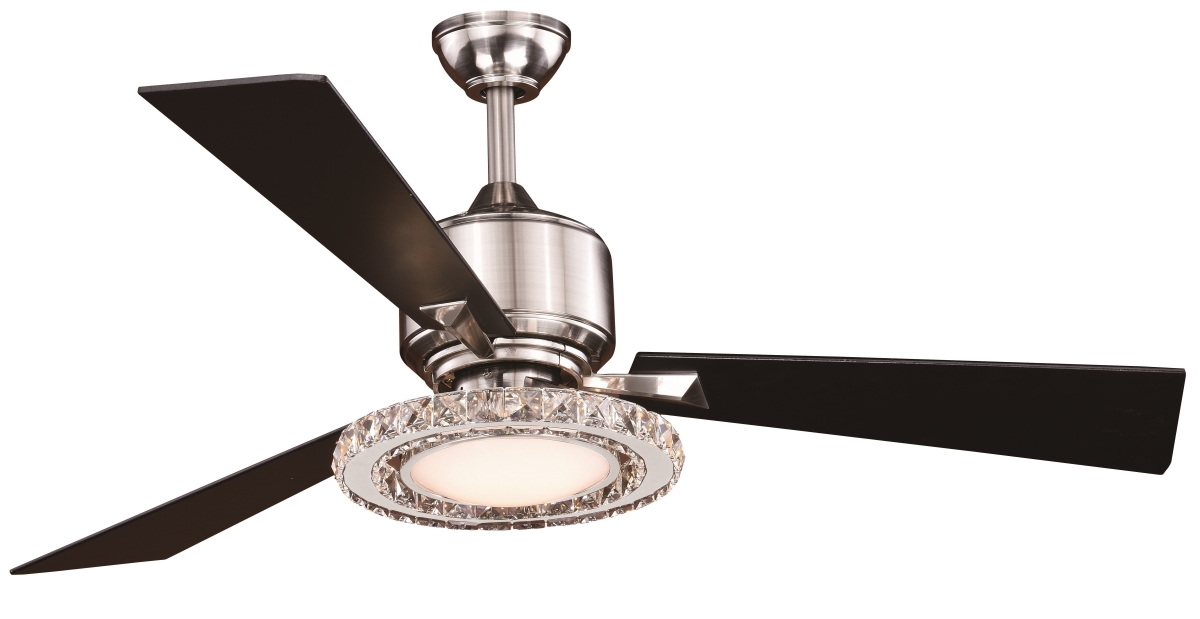 F0048 52 In. Clara Led Ceiling Fan In Brushed Nickel - Crystals