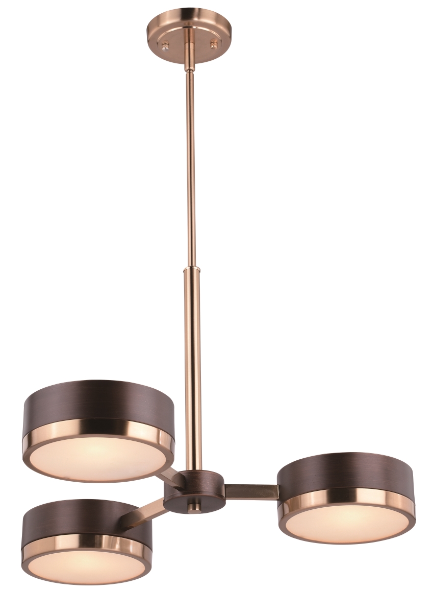 H0217 Madison 3 Light Chandelier In Architectural Bronze With Natural Brass