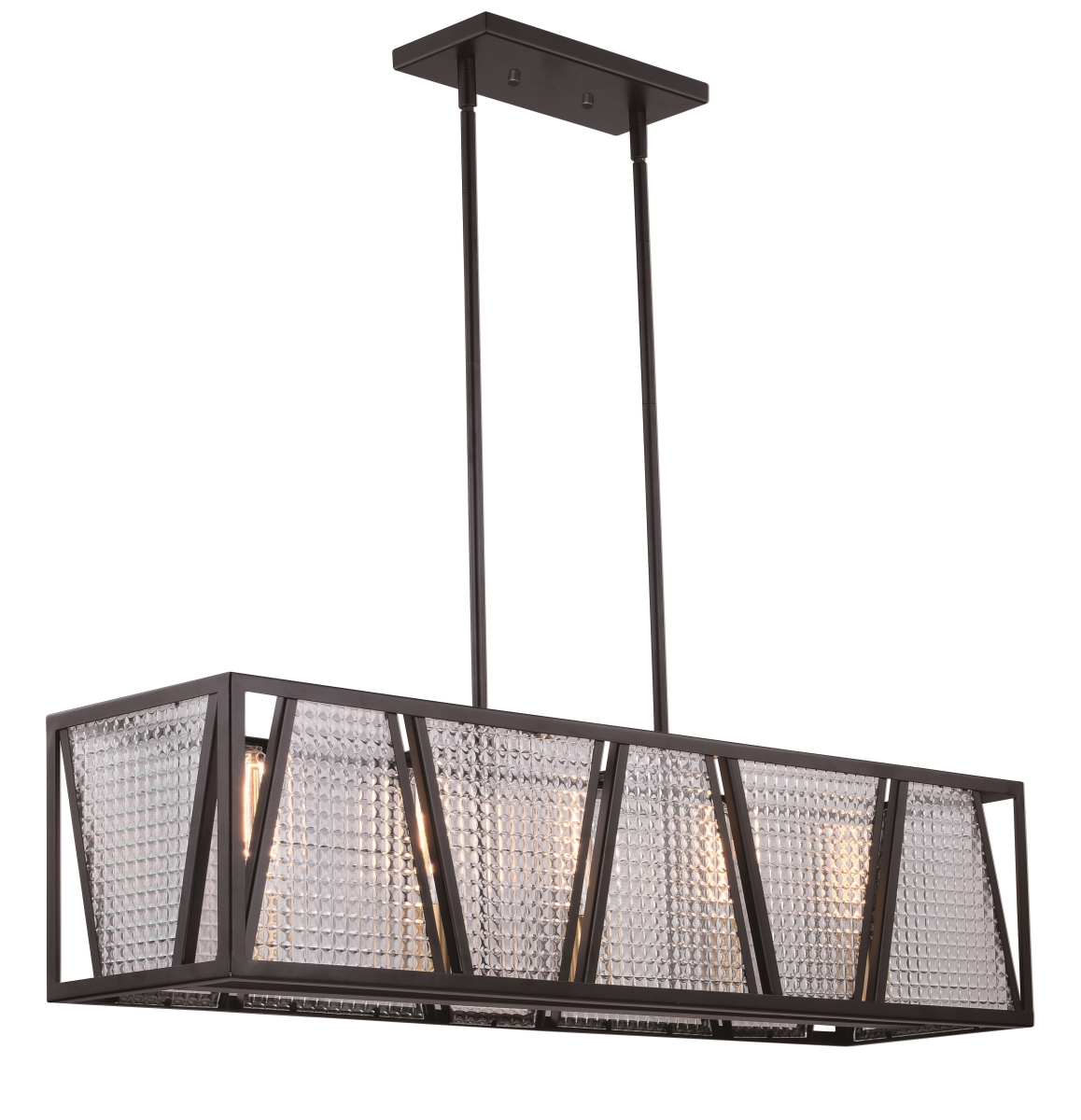 H0224 Oslo 5 Light Linear Chandelier In Black With Natural Brass