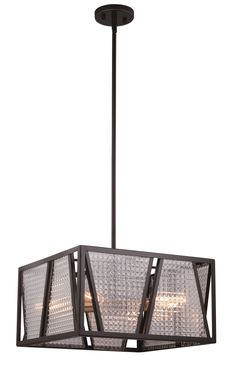 P0294 Oslo 4 Light Dual Mount Pendant & Semi-flush Mount In Black With Natural Brass
