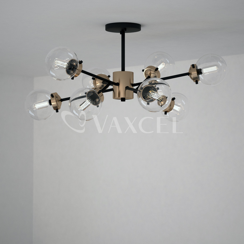 Picture of Vaxcel International C0238 30 in. Orbit 9 Light Semi-Flush Mount&#44; Oil Rubbed Bronze & Muted Brass