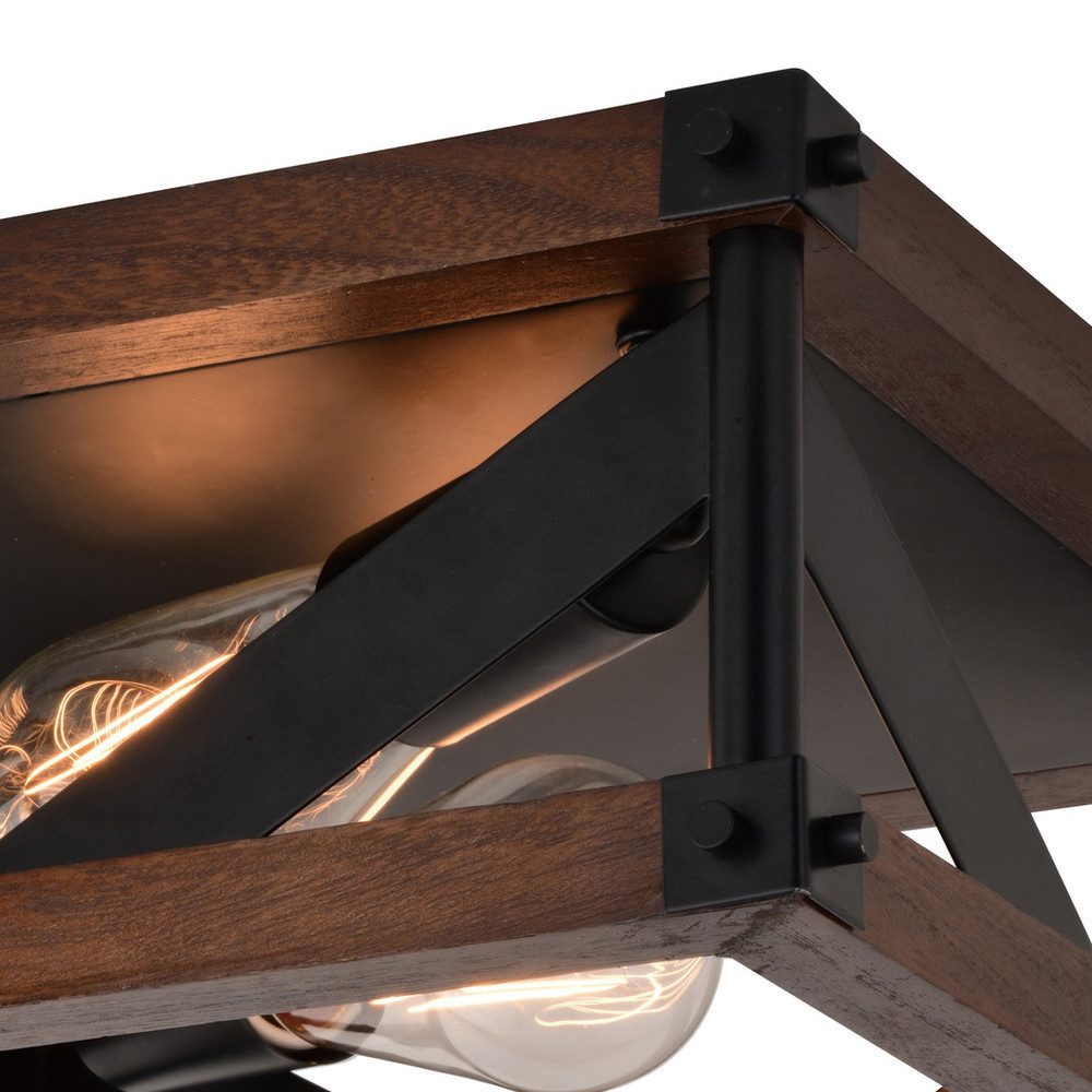 Picture of Vaxcel International C0260 Wade 13 in. 2 Light Flush Mount&#44; Matte Black & Sycamore Wood