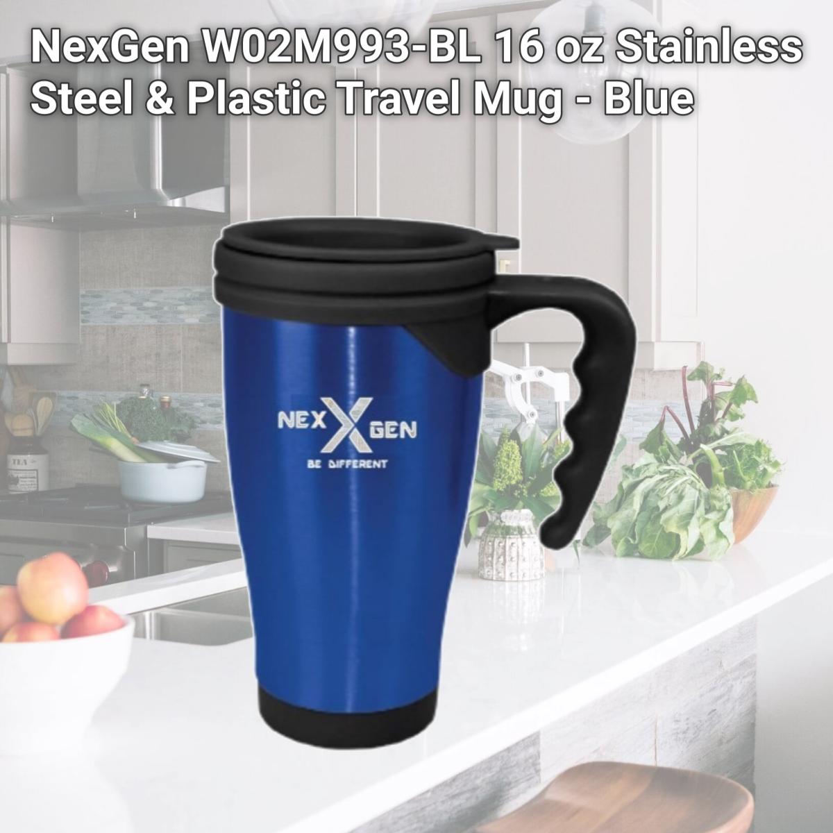 Picture of NexGen W02M993-BL 16 oz Stainless Steel & Plastic Travel Mug - Blue