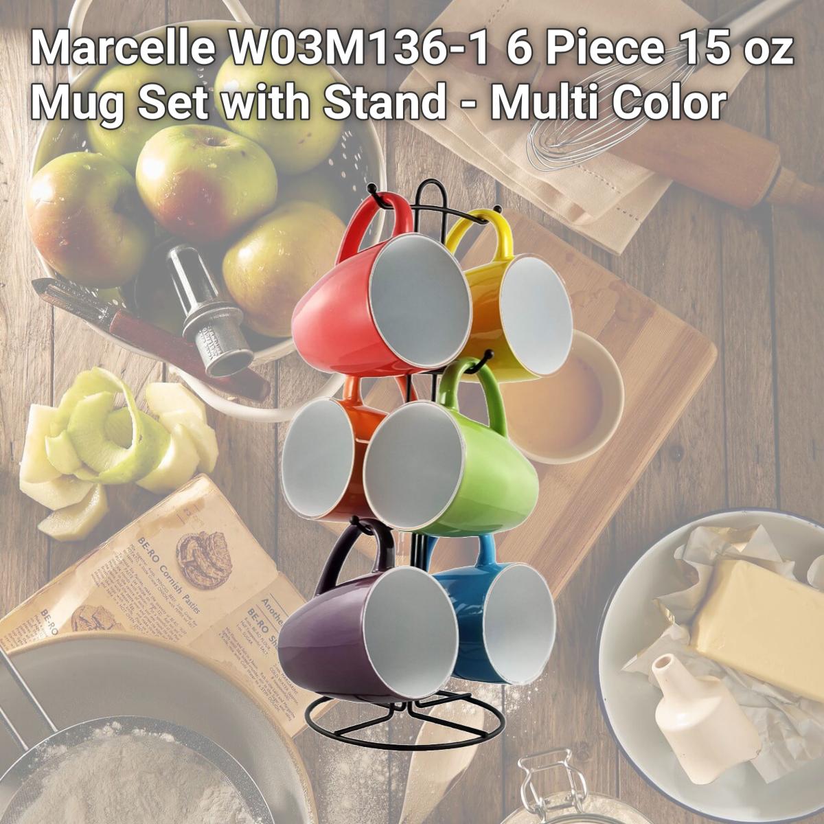 Picture of Marcelle W03M136-1 6 Piece 15 oz Mug Set with Stand - Multi Color