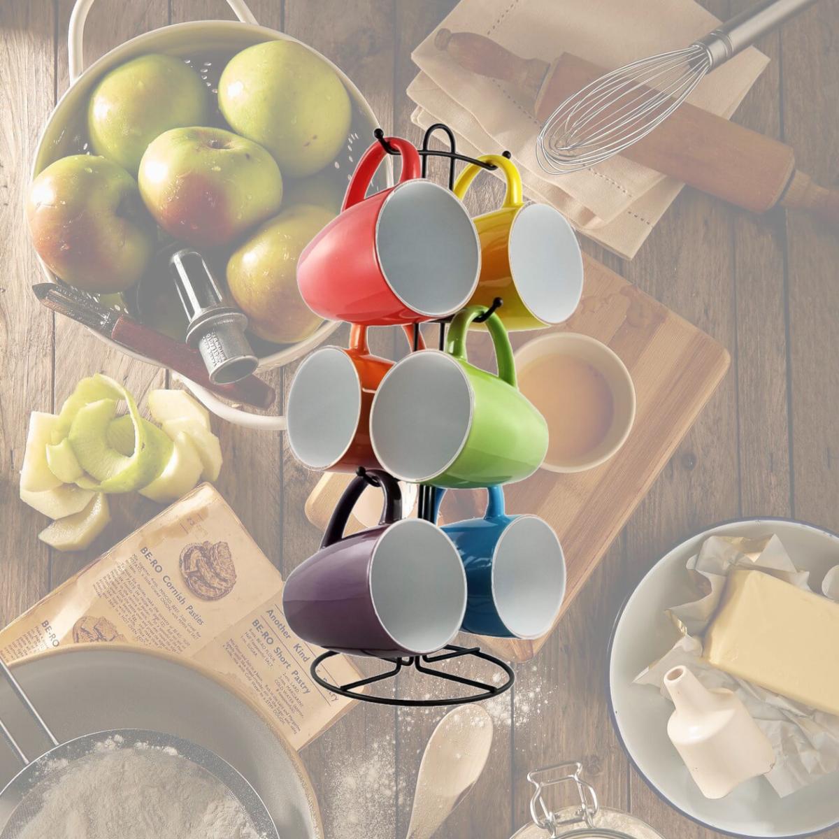 Picture of Marcelle W03M136-1 6 Piece 15 oz Mug Set with Stand - Multi Color
