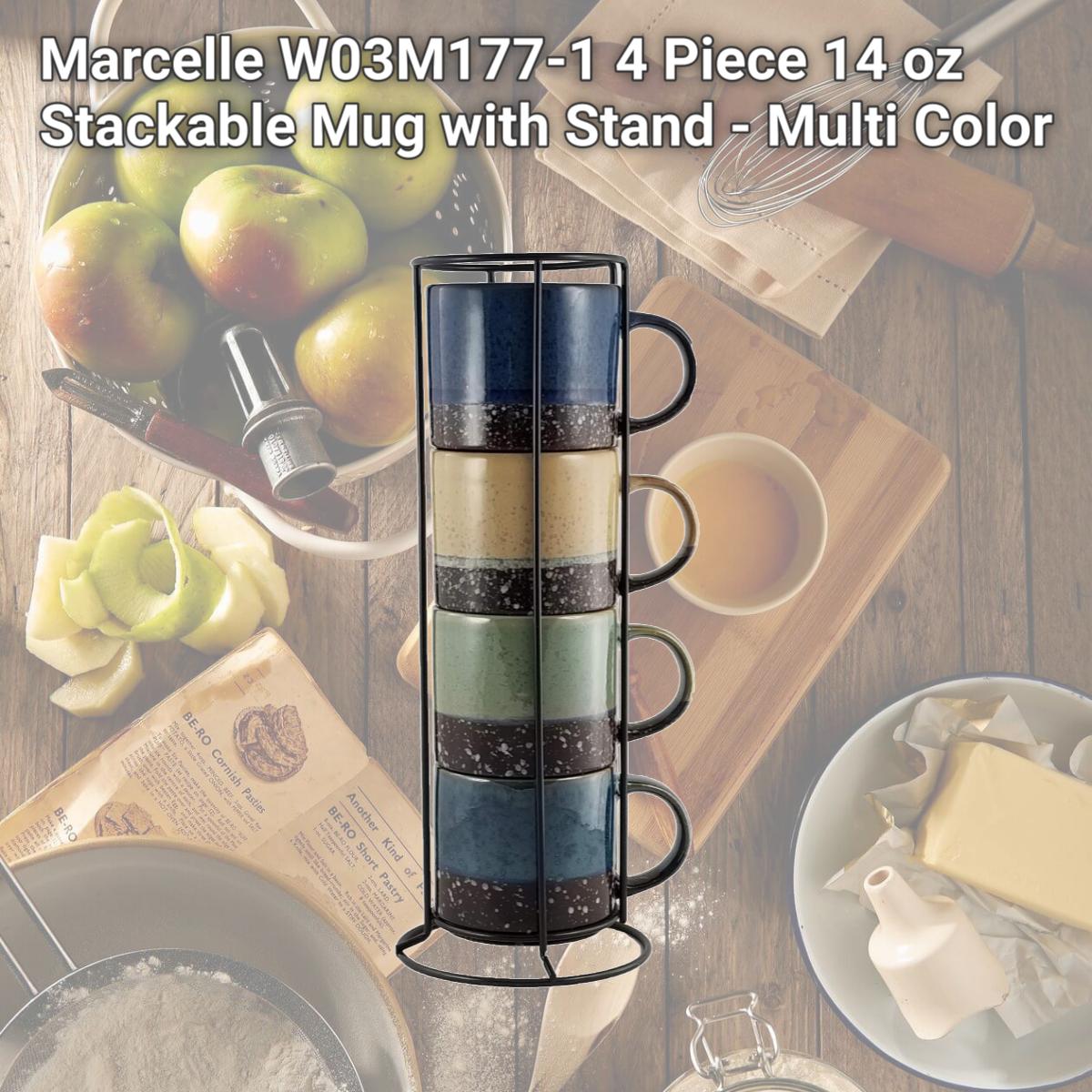 Picture of Marcelle W03M177-1 4 Piece 14 oz Stackable Mug with Stand - Multi Color