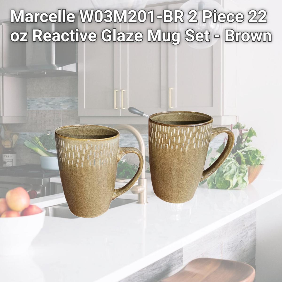 Picture of Marcelle W03M201-BR 2 Piece 22 oz Reactive Glaze Mug Set - Brown