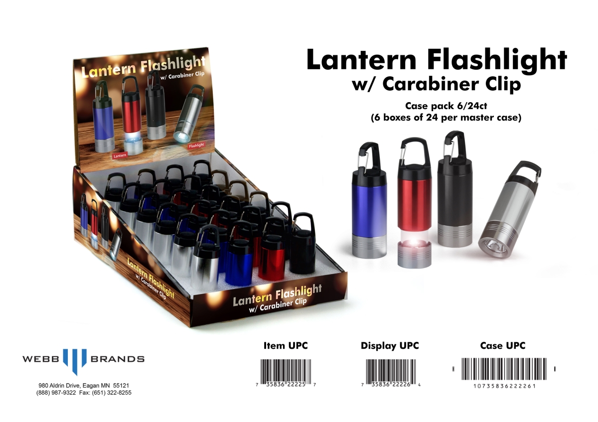 Webb Fl11 Mends Lantern Flashlight With Carabiner 24 Count Display Box