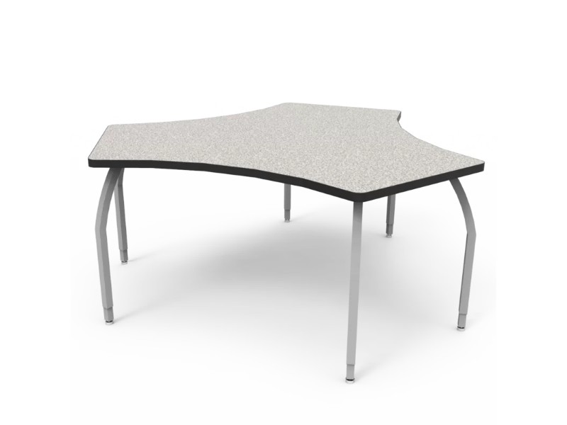Wisconsin Bench Elo Plymouth Desk, Grey Nebula Laminate & Banding With 4 Junior Adjustable Smooth Silver Legs - 21-26 X 27.5 X 20 In.