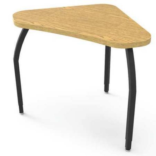 Elo Connect 4 Desk, Bannister Oak Laminate & Banding With 3 Adjustable Black Legs - 26-31 X 36 X 24 In.