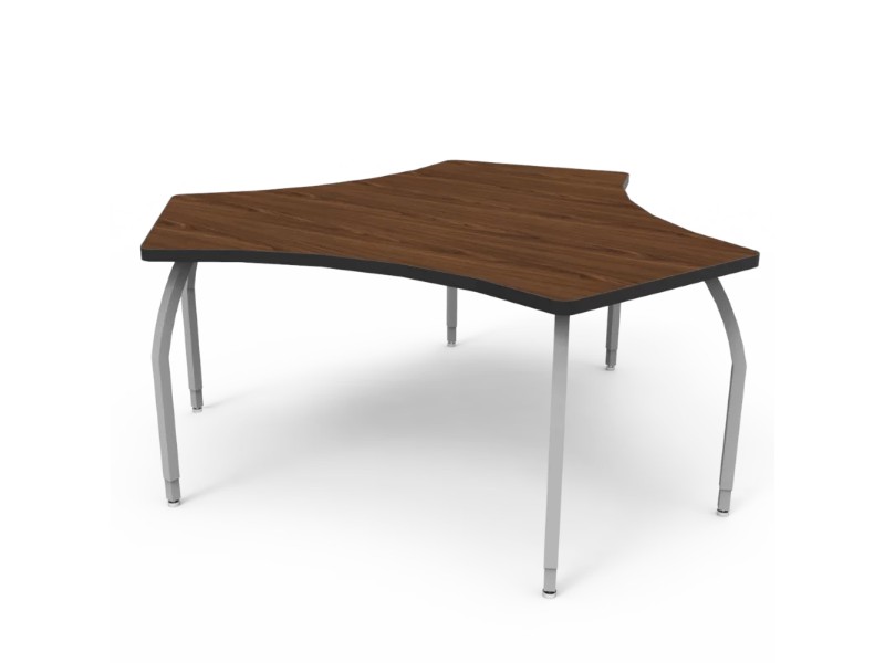 Elo Connect 8 Desk, Wild Cherry Laminate & Banding With 4 Adjustable Smooth Silver Legs - 26-31 X 33 X 24 In.