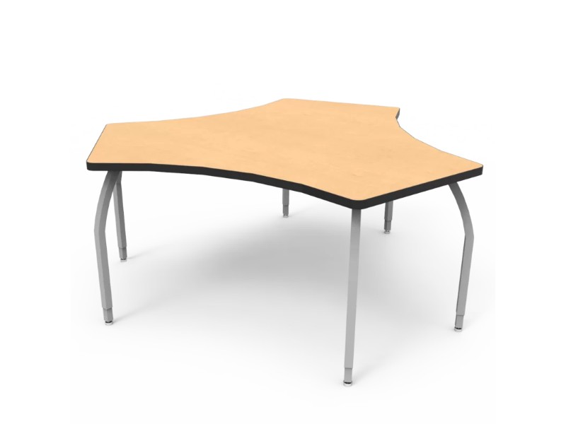 Wisconsin Bench Elo6318-adjss-94-94 Elo Diamond Desk, Fusion Maple Laminate & Banding With 3 Adjustable Smooth Silver Legs - 26-31 X 34 X 30 In.