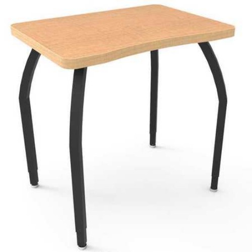 Elo Plymouth Desk, Fusion Maple Laminate & Banding With 4 Adjustable Black Legs - 26-31 X 27.5 X 20 In.