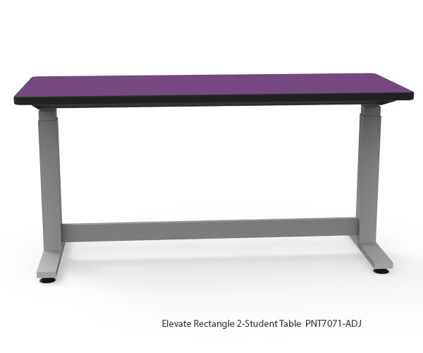 Pnt7071-adjg4-32 Elevate 1-student Rectangle Table With Bannister Oak Laminate, Black Armor Edge & Smooth Silver Base