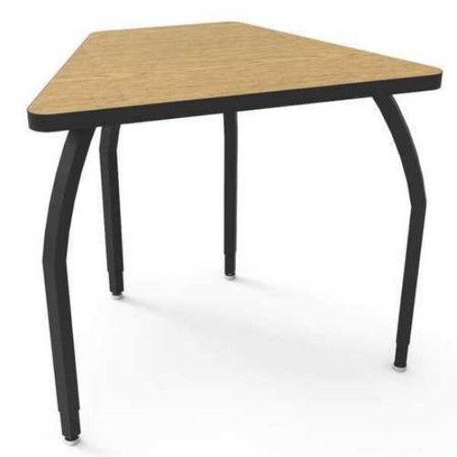 Elo Connect 8 Desk With Bannister Oak Laminate & 4 Junior Adjustable Black Legs - 21-26 X 33 X 24 In.