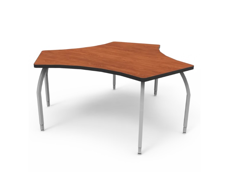 Elo Adapt Desk With Wild Cherry Laminate & 4 Junior Adjustable Smooth Silver Legs - 21-26 X 30 X 22.5 In.