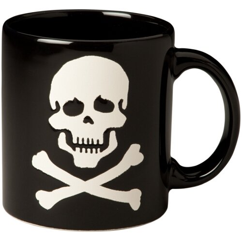 01 S 6mg 4236 Skull & Crossbones Mugs, Black - Set Of 6