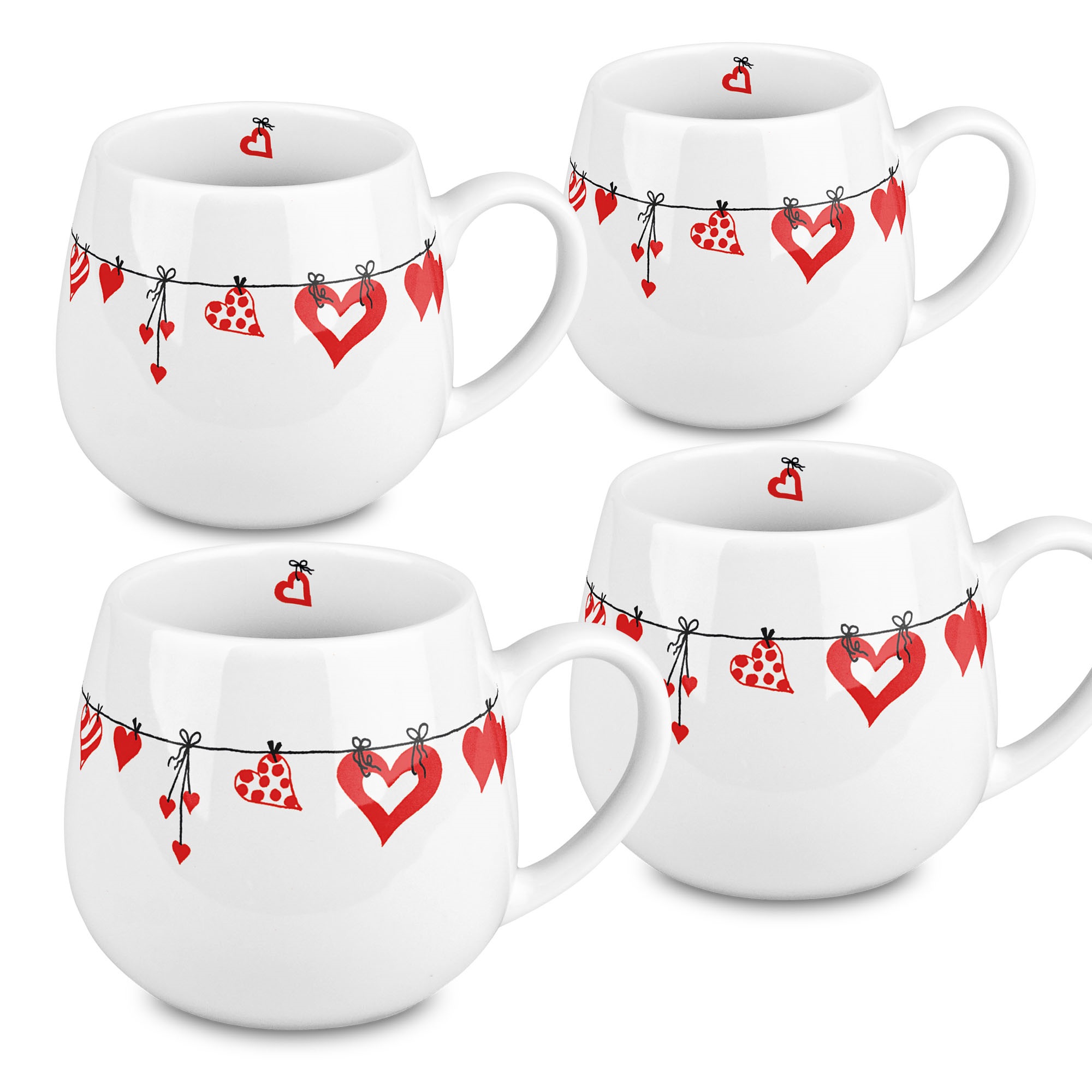44 1 143 1919 Hearts Clothes Snuggle Mugs - Set Of 4