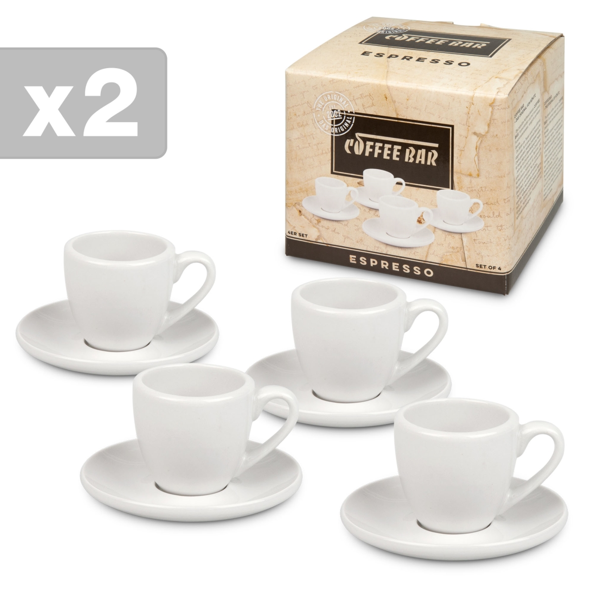 27 5 001 0001 No-1 Two Giftboxed Coffee Bar Cappuccino Cups & Saucers - Set Of 4