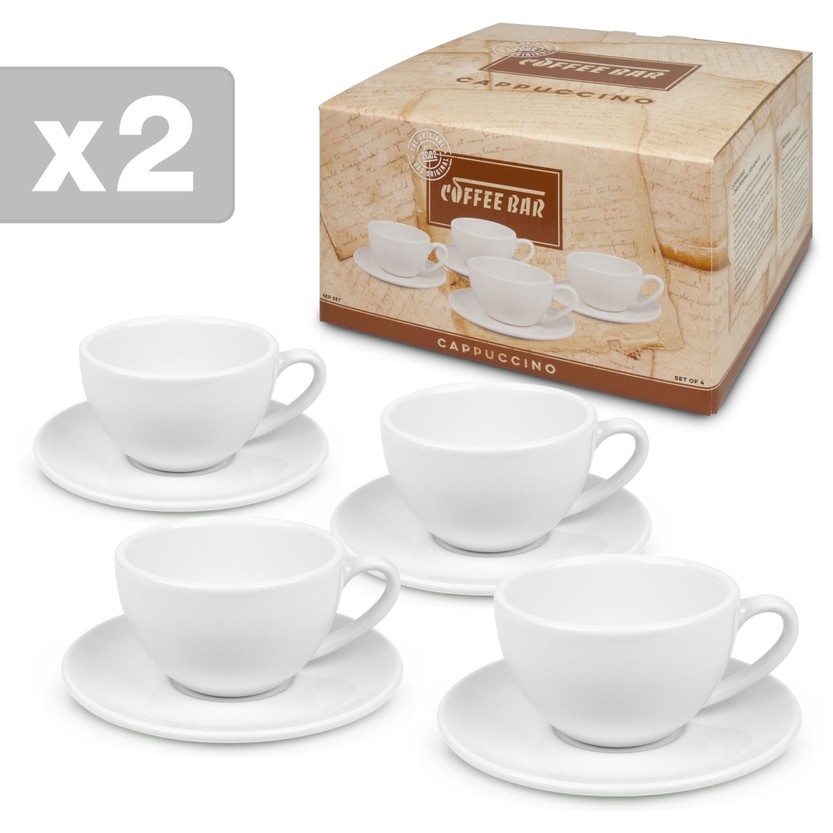 27 5 004 0001 No-4 Two Giftboxed Coffee Bar Cappuccino Cups & Saucers - Set Of 4