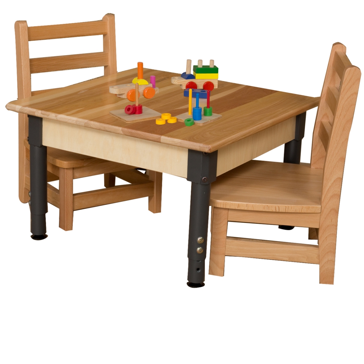 824a1217 24 In. Square Hardwood Table With Adjustable Legs 12 In. - 17 In.