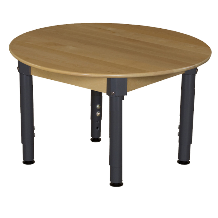 836a1217 36 In. Round Hardwood Table With Adjustable Legs 12 In. - 17 In.