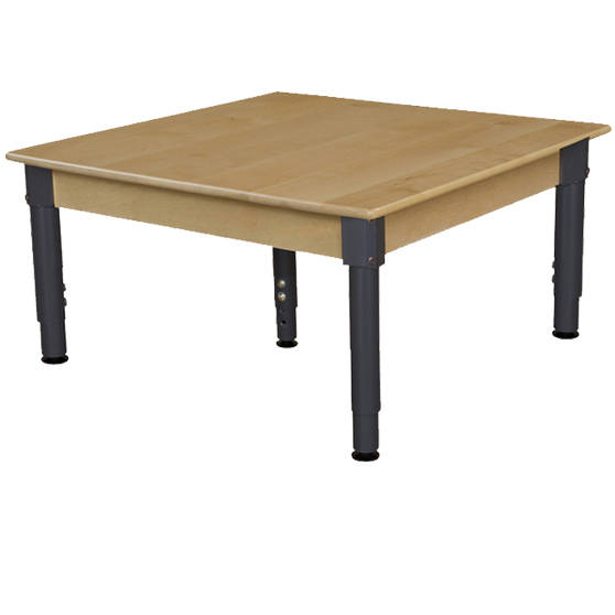 837a1217 36 In. Square Hardwood Table With Adjustable Legs 12 In. - 17 In.